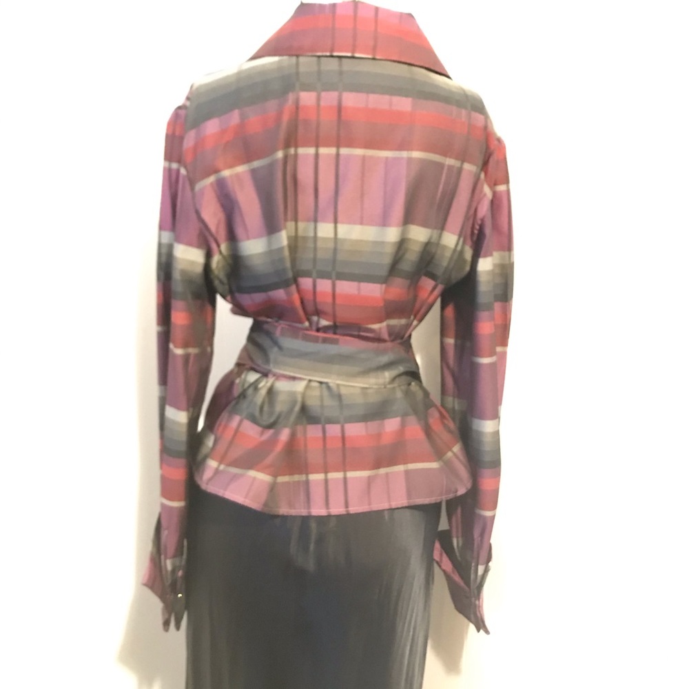 Brand: J Michaels Exquisite Plaid Wrap Style Top Size 12 🇨🇦 - Picture 4 of 16